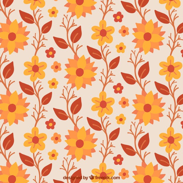 Fantastic pattern with flat flowers