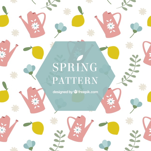 Fantastic pattern with lemons and watering cans