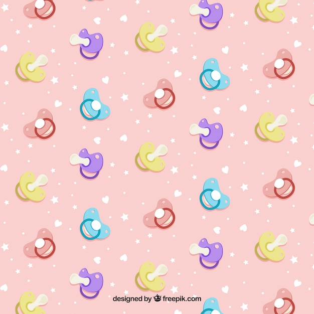 Fantastic pattern with pacifiers and pink background