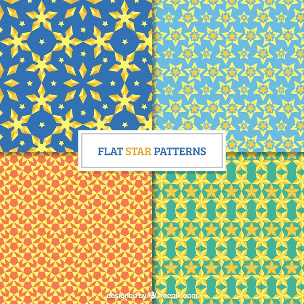 Fantastic patterns with geometric stars in flat design