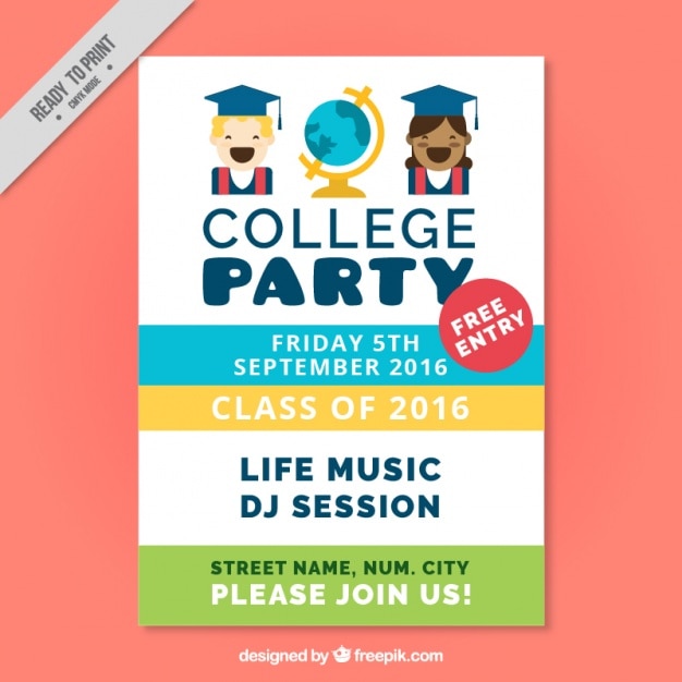 Free vector fantastic poster for college party