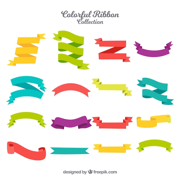 Free vector fantastic ribbons with different colors in flat design