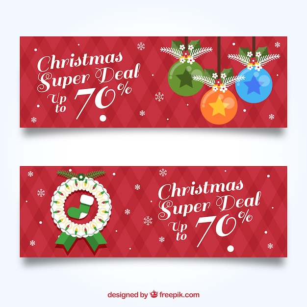 Free vector fantastic sale banners for christmas in flat design