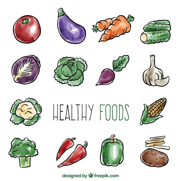 Free vector fantastic set of watercolor healthy vegetables