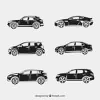 Free vector fantastic silhouettes of cars