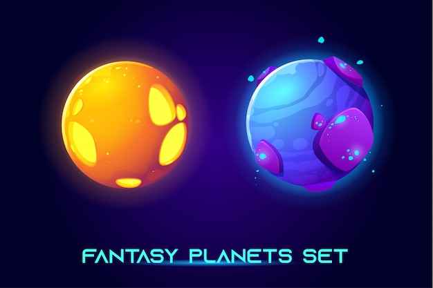 Фантастические космические планеты для игры UI Galaxy