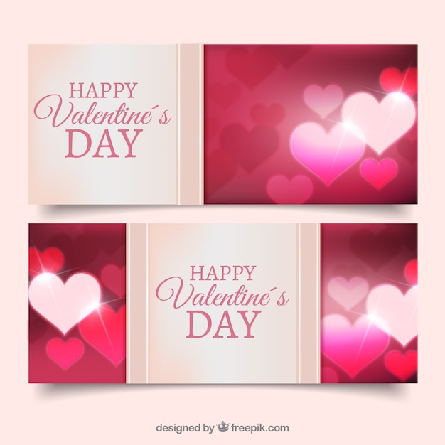 Fantastic valentine's day banners with shiny hearts