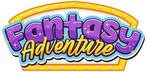 Free vector fantasy adventure text word with retro light banner