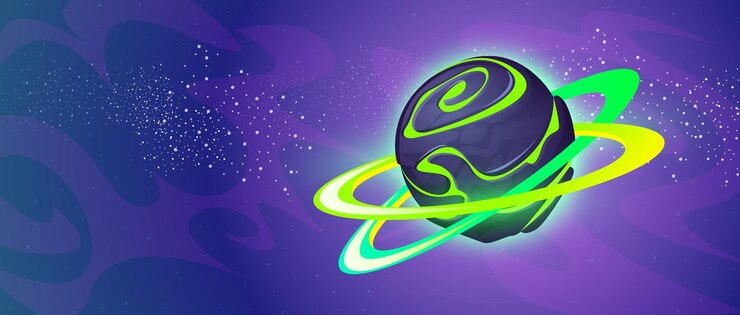 Free Vector fantasy alien planet with rings in outer space