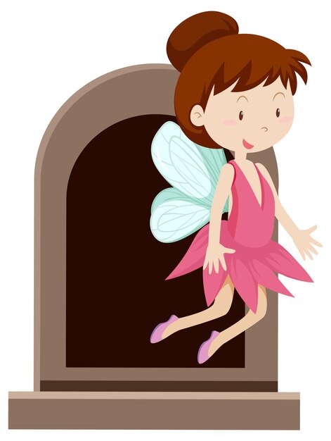 Free vector fantasy angel character by the window on white background