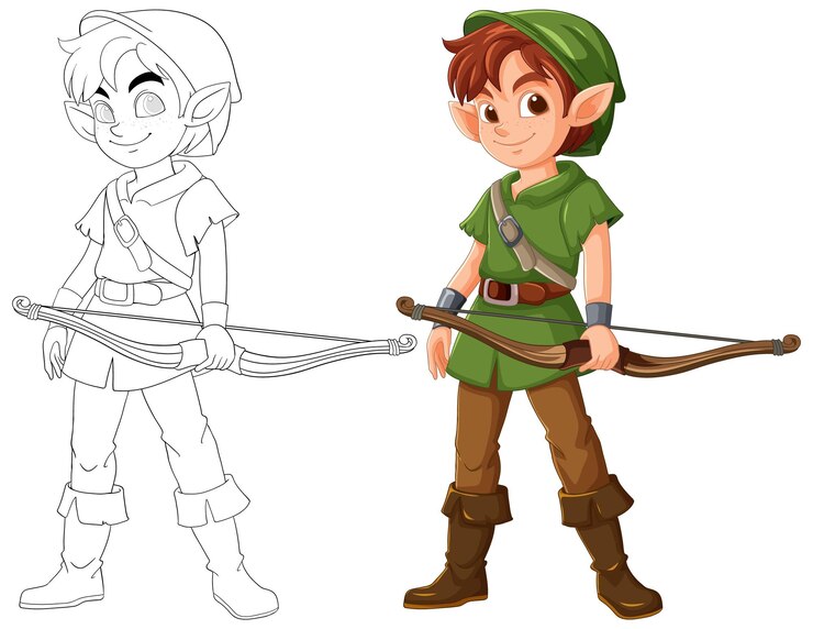 Free Vector fantasy archer character illustration