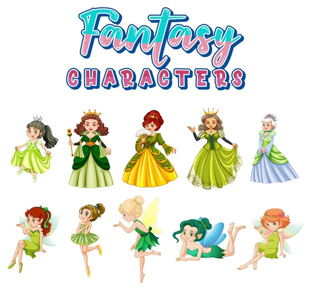 Free Vector Fantasy Cartoon Characters Set Free Vector Fantasy Cartoon Characters Set
