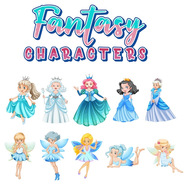 Free vector fantasy cartoon characters set