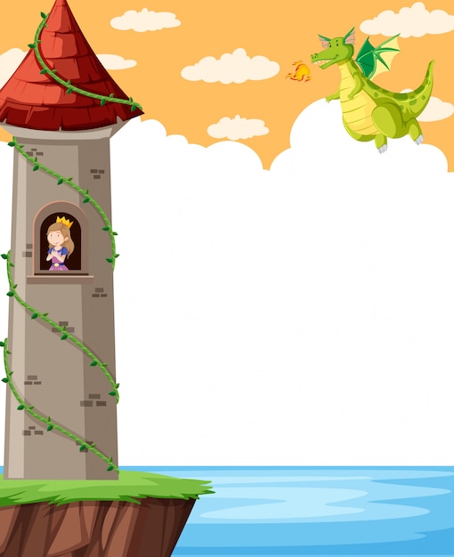 Free vector fantasy castle with princess