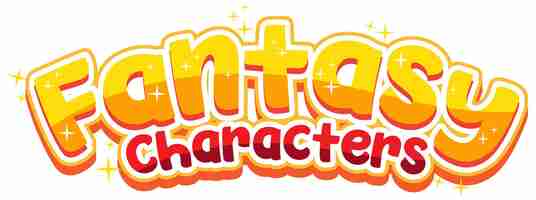 Free vector fantasy characters text word in cartoon style