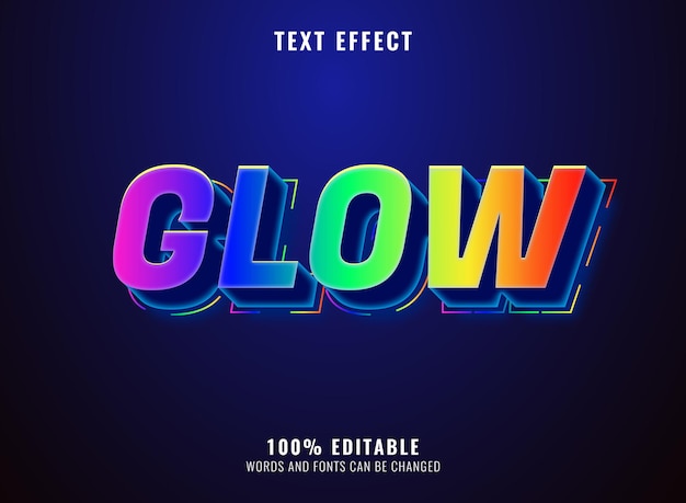 Fantasy colorful gradient glow neon text effect