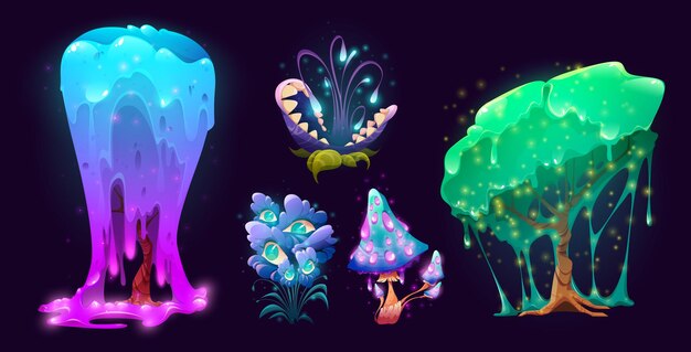 Fantasy creepy plants trees mushroom flower