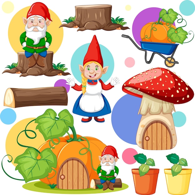 Free vector fantasy fairy gnome seamless