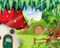 Free vector fantasy forest cartoon background