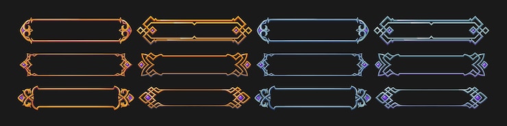 Free Vector fantasy gold and silver frames for rpg game