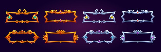 fantasy golden and silver frames for rpg game