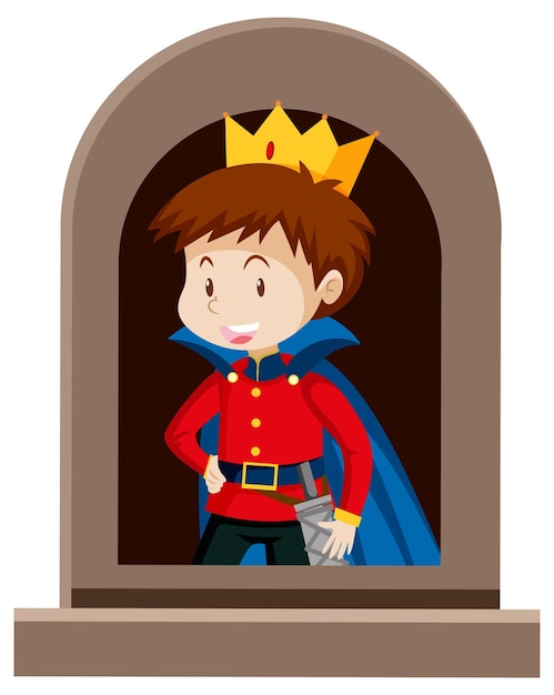 Free vector fantasy knight character by the window on white background