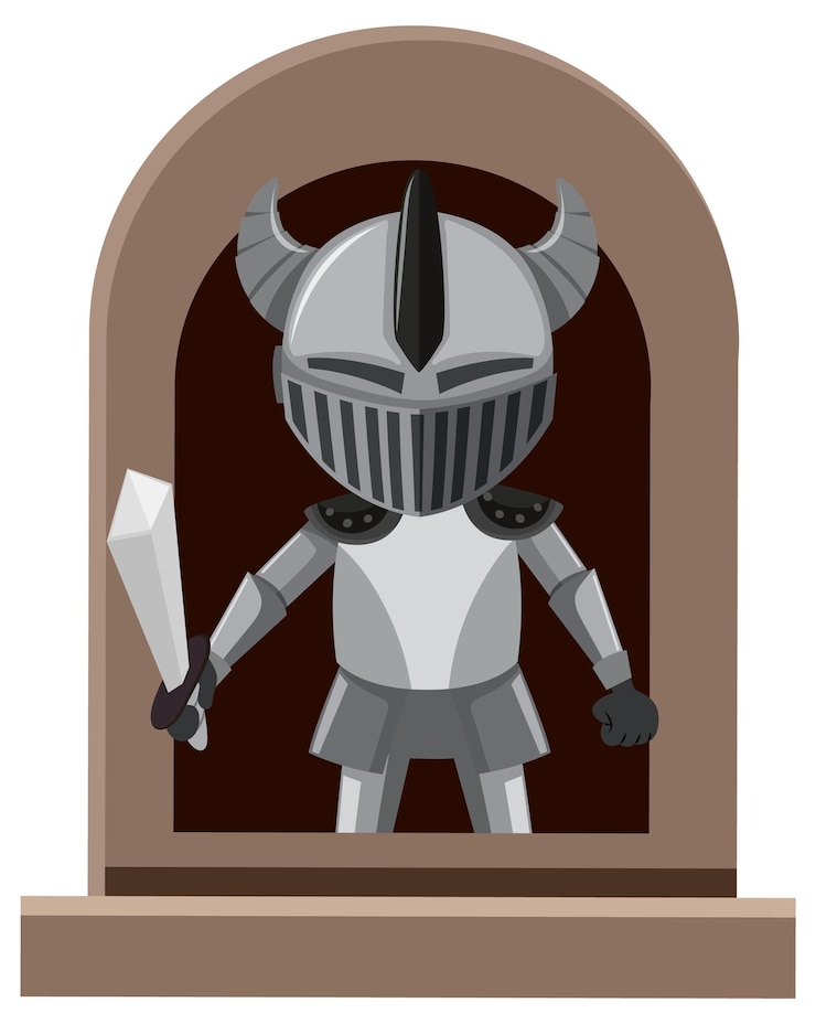 Бесплатный Вектор fantasy knight character by the window on white background