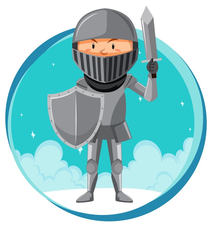 Бесплатный Вектор fantasy knight character on white background