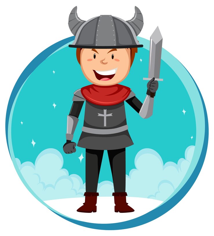Бесплатный Вектор fantasy knight character on white background