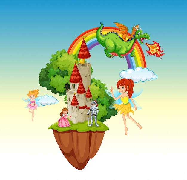 Free vector a fantasy land scene