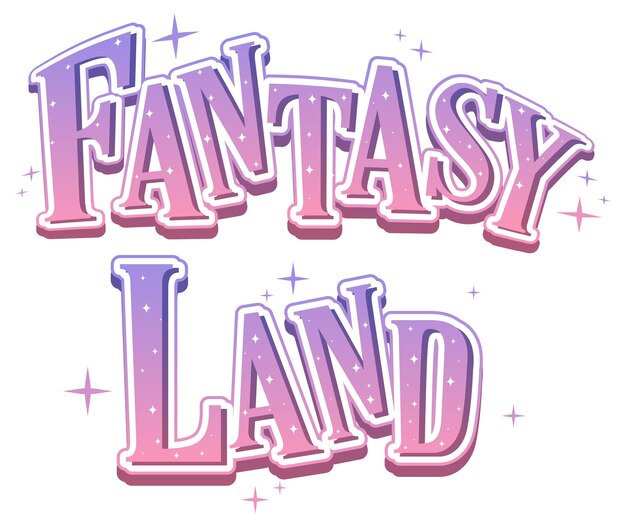 Текстовое слово Fantasy Land с розовым градиентом