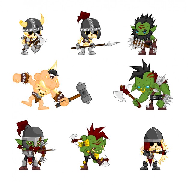 ファンタジー中世のキャラクターイラスト プレミアムベクター