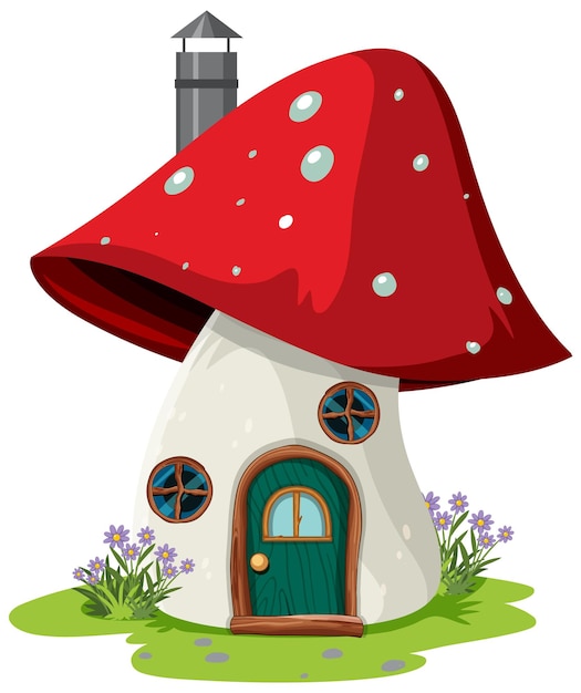 Vettore gratuito casa dei funghi di fantasia isolata