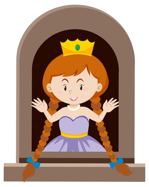 Free vector fantasy princess character  by the window on white background