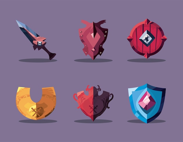 Free vector fantasy shields and dagger