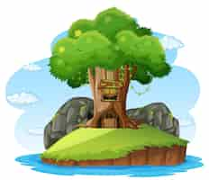 Free vector fantasy tree house on white background