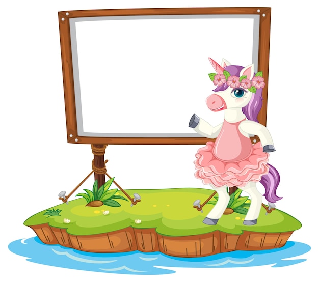 Fantasy unicorn with empty board