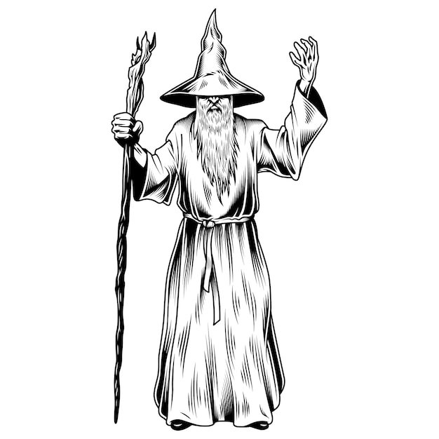 Free vector fantasy wizard isolated on white