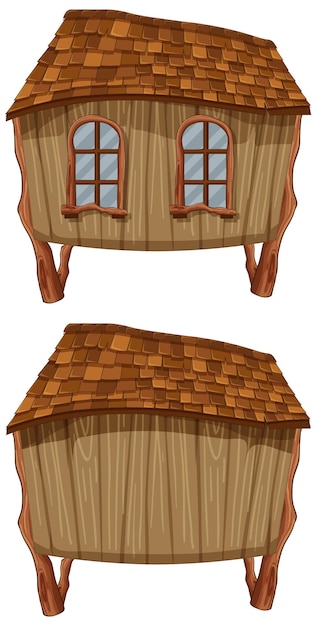 Fantasy wooden hut on white background