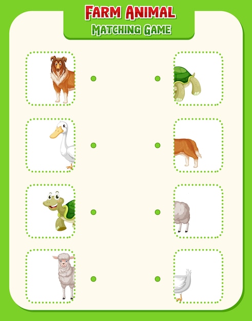 Free vector farm animal matching game