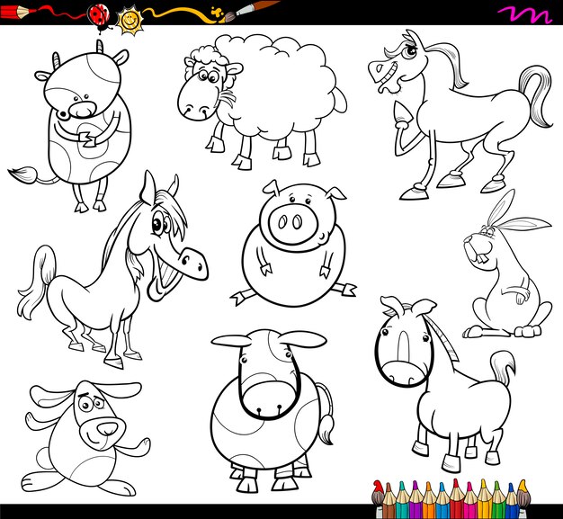 Download Premium Vector Farm Animals Coloring Page