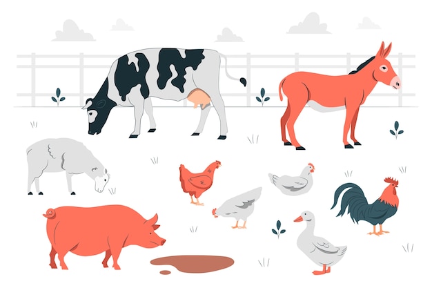 Free vector farm animals concept illustration