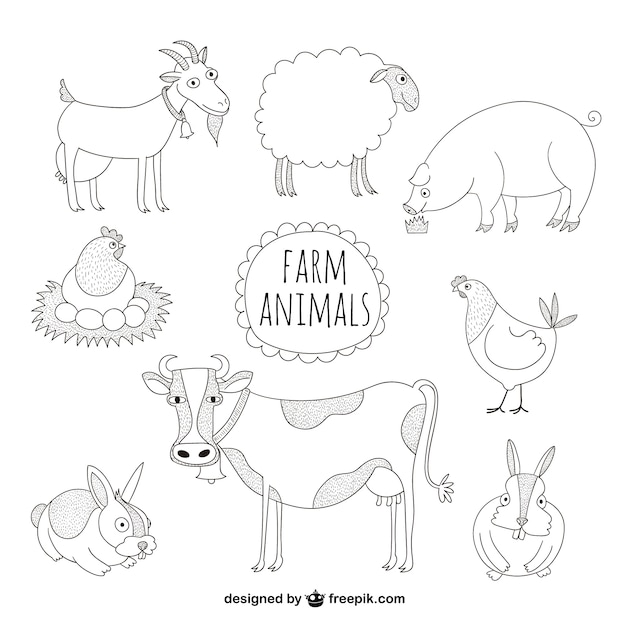 Free vector farm animals illustrations