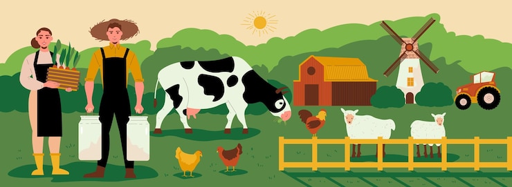 Free Vector farm background illustration