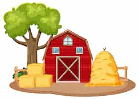 Free vector farm barn with hay bales