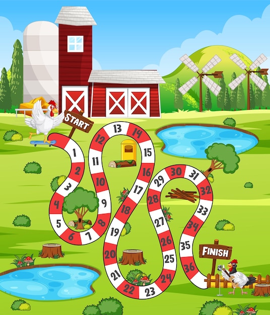 Free vector a farm boardgame template