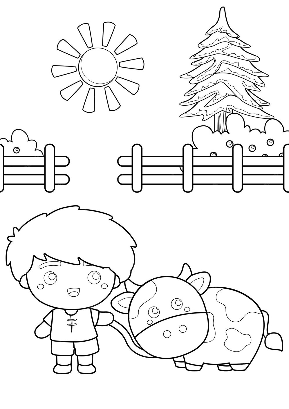 Premium Vector | A farm boy coloring page for kids and adult