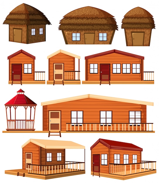 Free vector farm building construction design in cartoon style on white background