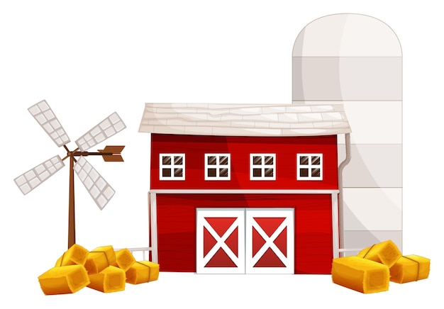 Free vector farm buildings and haystacks