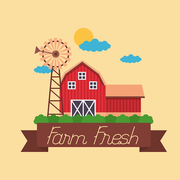 Бесплатное векторное изображение Ферма свежий мультфильм